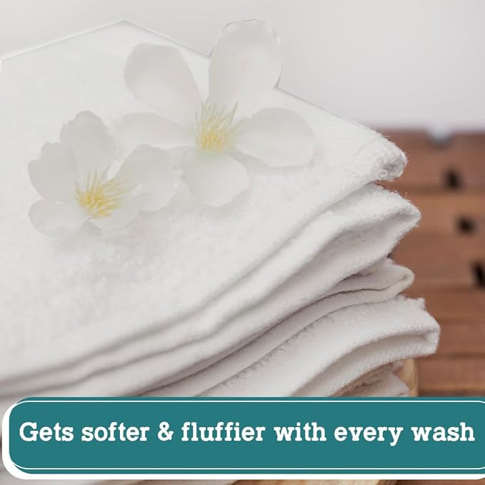 Pearl Linens Pack of 12 100% Cotton Bath Towels – 24x48 Quick-Dry, Lightweight, Soft & Absorbent Bathroom Towels for Spa, Gym, Hotel & Shower – Bulk White Towel Set