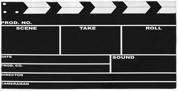 Black Movie Clapboard Beach Towel Oversized Quick Dry Beach Blanket Microfiber Sand Free Absorbent Lightweight Cinema Clapboard Bath Towel for Pool Travel Swimming Camping Women Men