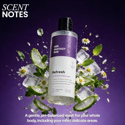 Her Fantasy Box | Refresh pH Balancing Shower Gel - Natural Feminine Hygiene Solution for Gentle Cleansing, Odor Control, and Skin Nourishment - pH-Balanced Formula for All Skin Types (16 oz) - Image 6