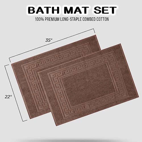 Superior Heavyweight Cotton Bath Mats, Bath Rugs For Bathroom Accessories, Washable Rug For Shower, Bath, Toilet, Modern Decor, No Backing, Luxury Hotel And Spa Quality, Set of 2, 22" x 35", Mocha - Image 3