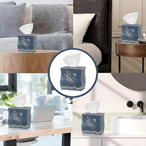 Zahari Home 2pc Capri Bathroom Decor Set Waste Basket for Bathroom & Tissue Cover Modern Classic Decor Stylish Unique Design Beautiful Royal Blue Bathroom Accessories Set - Image 7