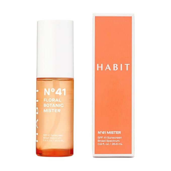 HABIT N°41 Floral Botanic Facial Sunscreen Mist SPF 41 — Touchless Application Over Makeup, Travel Size 0.9 oz