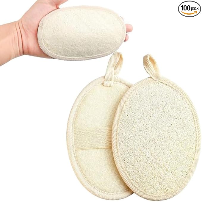 Natural Loofah Loofah Sponge loofahs for Travel Bath Sponge, Loofahs for Travel, Loofahs for Women and Men, Dishcloth Kitchen Cloth (2 Pack) (S)