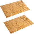 Bambo Bath Mat Bathroom Rugs Floor Wood Shower Bathtub Waterproof Non Slip Natural Accessories 16x24 Inch Easy to Clean, 2 pcs by Fovlaurs