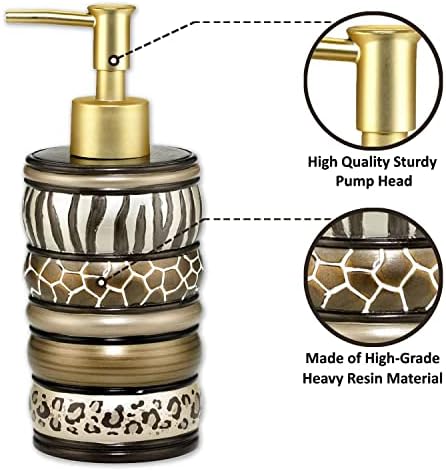 Zahari Home 4pc Safari Stripes Stylish Bathroom Accessories Set Hand Soap Dispenser, Tumbler, Tooth Brush Holder and Soap Dish Modern Classic Luxury Contemporary Decor Unique Design Stylish Bath Set - Image 2