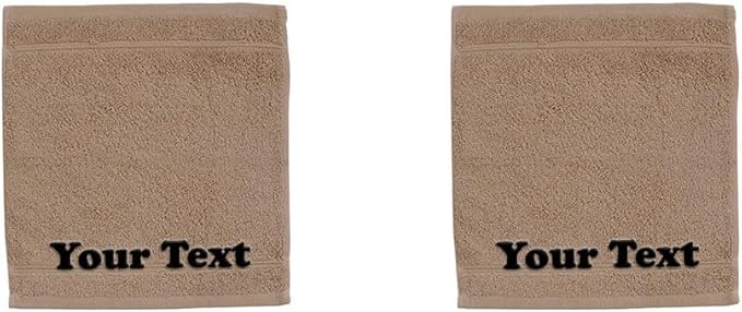 Personalize Your Towels with Custom Embroidery: Names, Monograms, and Initials. Perfect for Bathroom, Spa, Gym, Shower, Kids, Adults, Pool, Travel, Gifts, 2-Piece Wash Cloths Set - Brown
