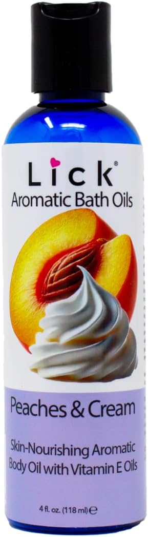 Lick Peaches and Whipped Ceam Aromatic Bath Oil - Indulgent Dessert Blends - Aromatherapy Soak Oils for Skin Softening, 4 oz