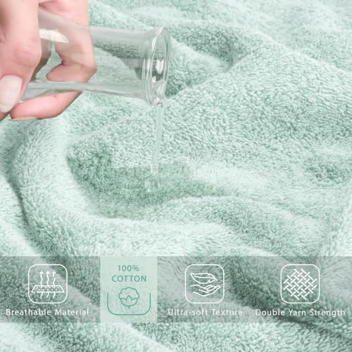 Cotton Paradise 100% Cotton Turkish Towel Set, Soft Absorbent Quick Dry, 2 Piece 35x70 Bath Sheet Set, Mint Green - Image 4