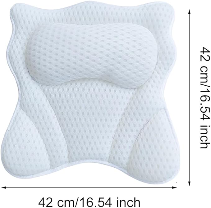 Bath Pillow,Ergonomic Bathtub Pillows for Tub Neck and Back Support,with 6 Powerful Suction Cups,Provide Shoulder and Back Relaxing,Bath Accessory,Fits All Types Bathtub(White)