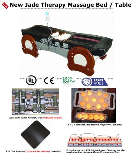 Infrared Jade Roller Therapy Massage Bed Table FIR (Black) w/Full Body Roller System and Carbon Fiber Heating Panels