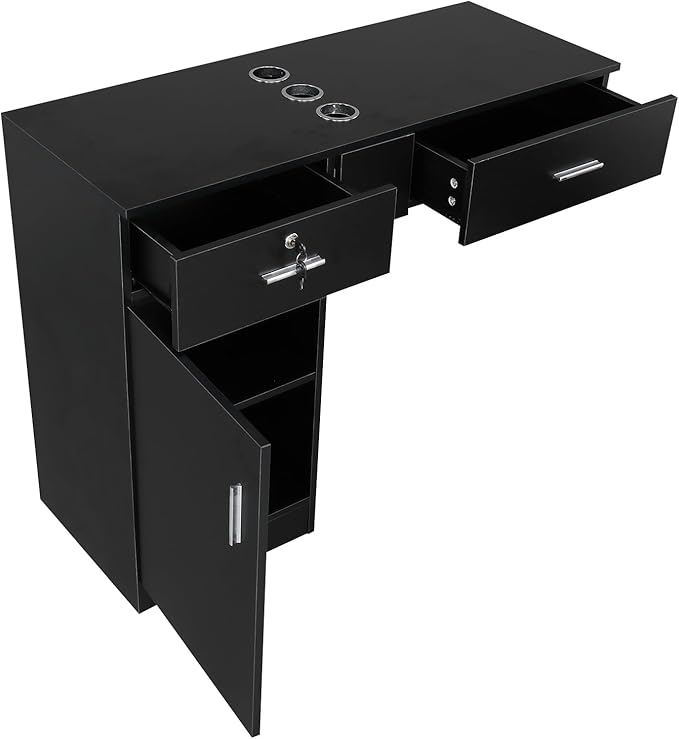 Wall Mount Styling Station for Hair Stylist,Wooden Hair Salon Station Storage Cabinet,Beauty Salon Storage Equipment,Beauty Spa Tool Organizer,with Drawers,for Barber Shop, Home, Bathroom (Black)