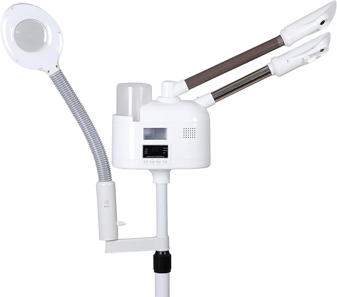 HomGarden Pro 3 in 1 Facial Steamer for Face Deep Cleaning, 5X LED Floor Magnifying Lamp UV Ozone Hot/Cool Mist Function Face Steamer Salon Spa Beauty Skin Care Equipment