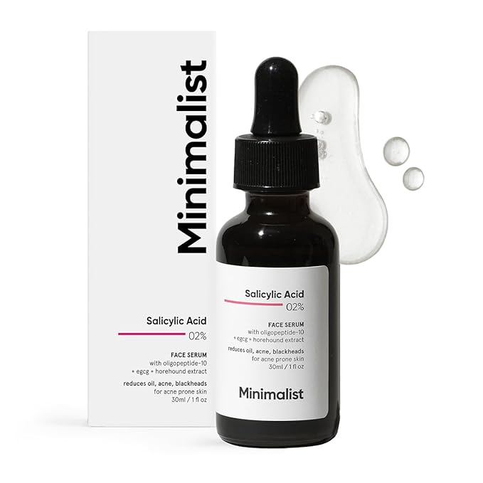 Salicylic Acid 2% Face Serum for Acne, Oil Control & Open Pores | Minimalist Acne Control Serum | BHA Exfoliant for Uneven Skin Tone | For Women & Men | 1Fl Oz/30ml