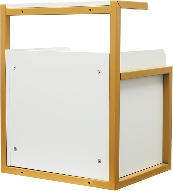 Suspended Salon Wall Cabinet with 2 Drawers & Hair Dryer Holder, Storage Cabinet for Hair Salon, Wall Mounted Styling Station, 15.75'' Wide Storage for Hair Salons, Spas, Home Use (Gold)
