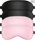 Sleep Mask, Silk Sleep Mask with Adjustable Strap, Super Soft Satin Blackout Sleeping Eye Mask for Men&Women, Comfortable Blindfold Eyeshade for Night Sleep 4 Pack (Black and Pink)