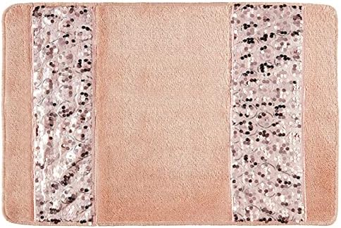 Zahari Home Sinatra Modern Bathroom Rug Classic Luxury Bath Rug Contemporary Decor Pink Bath Mat for Shower Unique Design Stylish Blush Bathroom Rug Bath Shower Tub Decor Bling Blush by ZahariHome