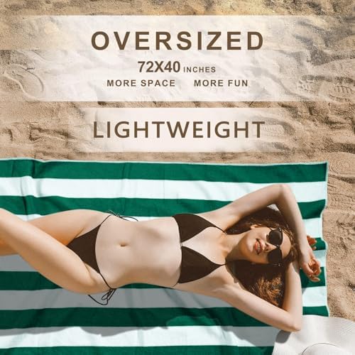 Genovega 4 Packs Oversized Stripe Beach Towel Thin Set for Women Men in Absorbent Big Extra Large XL Clearance Travel Family Toweling Accessories Essentials Adults Gift - Image 2