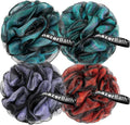 AmazerBath Charcoal Loofah Sponge, Shower Loofah 60g/PCS - Body Scrubber Loofa Set of 4 - Charcoal Blue, Green, Purple & Red, Bath Sponge for Men and Women (Pack of 3) by AmazerBath