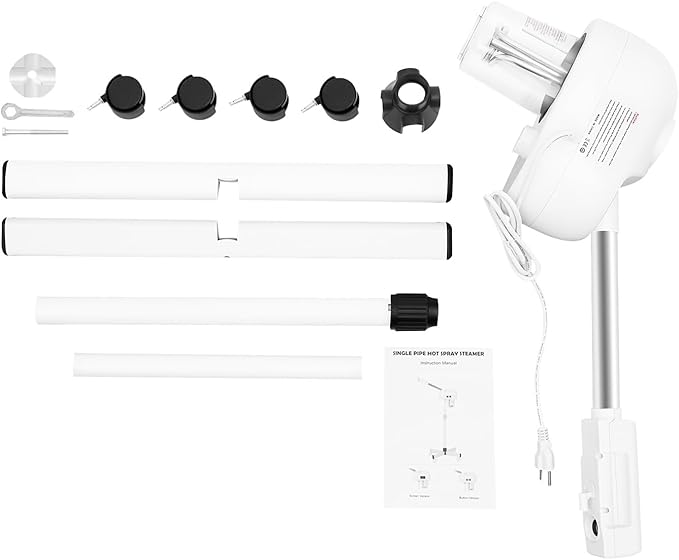 Standing Facial Steamer, Movable Pedicure Steamer Machine with Water Tank and LCD Operation Panel, Portable Face Steamer for Home, Beauty Stores (White)