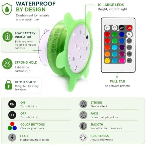 Underwater Remote Controlled LED Color Changing Light for Bathtub or spa - Battery Operated - Size 2.75 in. - Image 4