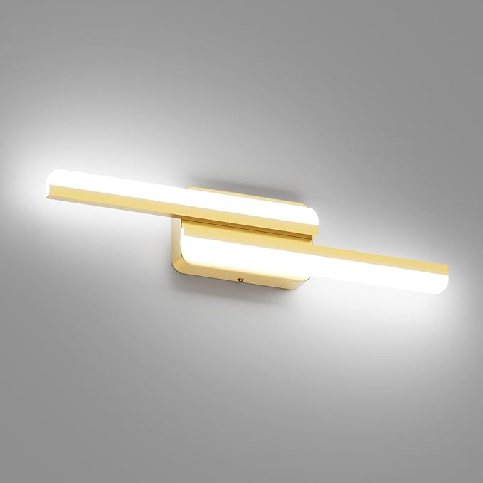 Ralbay Modern 24" Vanity Lights for Bathroom - 24W Frosted Aluminum LED Gold Bathroom Vanity Light Fixtures Over Mirror - Modern Gold Bath Lighting - 6000K White Light