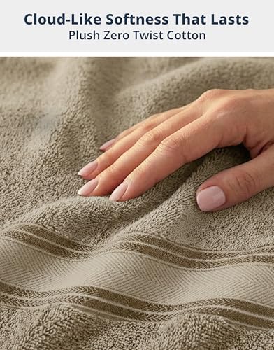 LANE LINEN Bath Towel Set Absorbent Quick Dry 100% Cotton 12 Piece - Taupe - Image 5