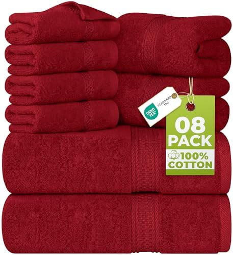 Utopia Towels 8 Piece Majestic Plush Luxury Towel Set, Cotton, Red by UTOPIATOWELS