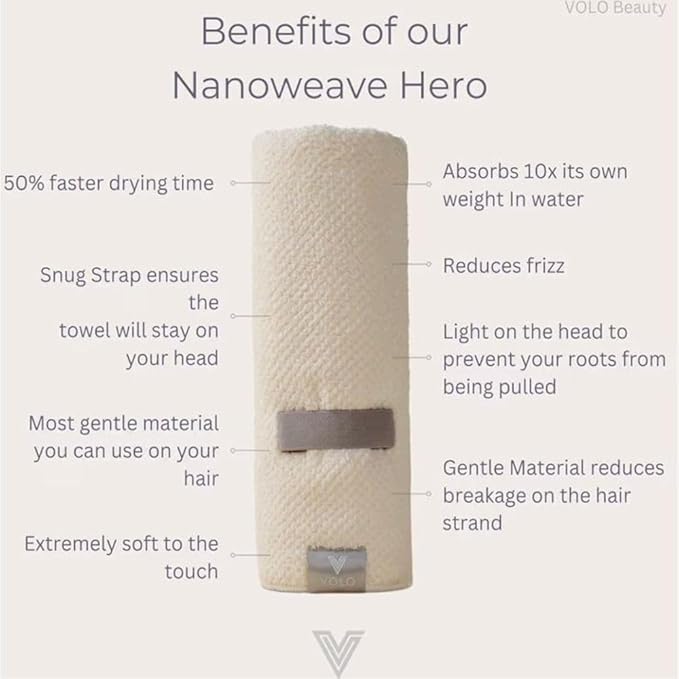 Volo Hero Hair Towel – Ultra Soft Nanoweave™ Microfiber, Super Absorbent Quick Dry, Reduces Dry Time 50%, Anti-Frizz & Breakage, Secure Snug Strap, Large Wrap for All Hair Types - Orchid