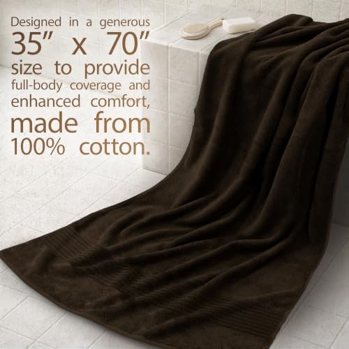 Cotton Paradise 100% Cotton Turkish Towel Set, Soft Absorbent Quick Dry, 2 Piece 35x70 Bath Sheet Set, Chocolate Brown - Image 2