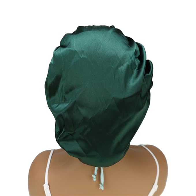 Adjustable Silk Satin Bonnet Hair Care Caps for Women Girls Loose-fitting Reversible Sleeping Cap Shower Caps Hair Wrap Bonnets (007 Aqua/Hunter)