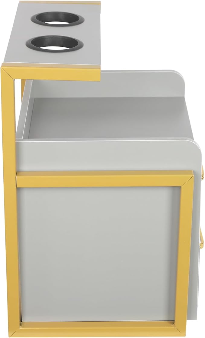 Suspended Salon Wall Cabinet with 2 Drawers & Hair Dryer Holder, Storage Cabinet for Hair Salon, Wall Mounted Styling Station, 15.75'' Wide Storage for Hair Salons, Spas, Home Use (Gray)
