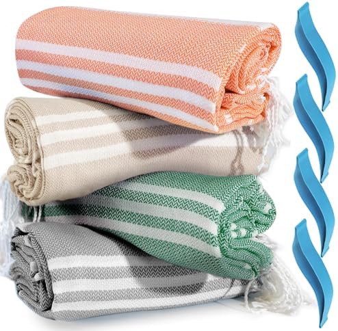 4 Packs Turkish Beach Towel Pool Swim Towels Soft Extra Large Sand Free Quick Dry Lightweight Travel Carnival Cruise Ship Essentials Accessories Camping Must Haves Packing List Clearance Oversized - Image 7