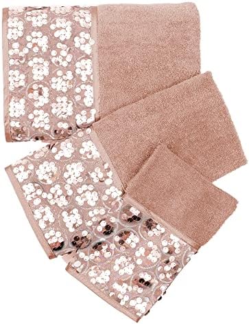 Zahari Home Sinatra Modern Bathroom Towel Set 3 Piece Towel Blush Bath Towel, Hand Towel and Wash Towel Luxury Contemporary Bling Blush Bath Towel Sets Soft Plush and Highly Absorbent - Image 5