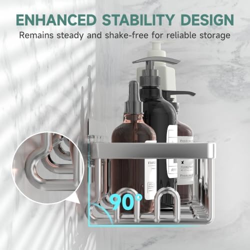 Veken Shower Caddy 6-Pack, Bathroom Organizers and Storage, Matte Silver - Image 2