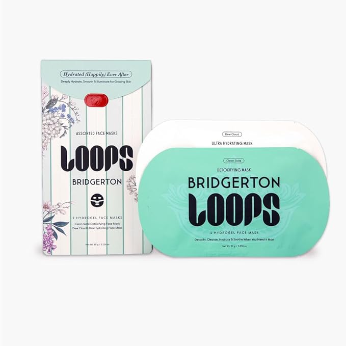 LOOPS Beauty Bridgerton™ NETFLIX (Happily) Ever After Set -The Best Hydrogel Korean Face Masks for Every Skin Moment Face Mask - 2 Hydrating Masks - Clean Slate and Dew Cloud - 2pc