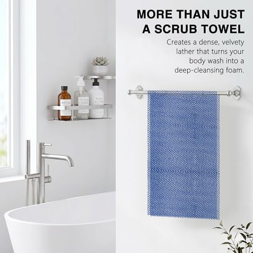 UJFQBH Authentic African Net Sponge 3 Pack, Exfoliating Body Scrubber for Gentle Daily Exfoliation, Deep Cleansing Back Scrubber for Hard to Reach Areas, Quick Drying Shower Essential Ocean Blue - Image 2