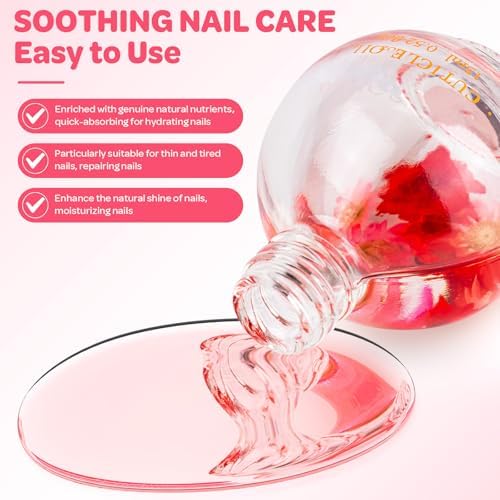 JIASHENG Cuticle Oil, Strawberry Nail Oil Infused with Real Flowers 15ml - Image 6