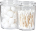 ForPro Clear Acrylic 2-Compartment Apothecary Jar with Lid, Shatterproof Qtip Holder & Cotton Ball Organizer, 28 Oz + 20 Oz Bathroom Vanity Canister for Kitchen, Office Decor, 6.25" x 3.7" x 4.6