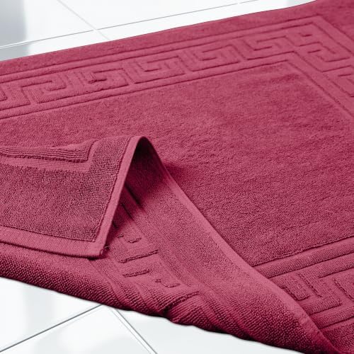 Superior Heavyweight Cotton Bath Mats, 2-Piece Rugs For Bathroom Accessories, Washable Rug For Shower, Toilet, Modern Decor, No Backing, Luxury Hotel And Spa Quality, Set of 2, 22" x 35", Burgundy - Image 5