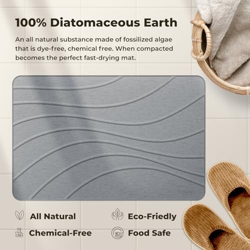 TOSORO - Stone Bath Mat Diatomaceous Earth Shower Mat Non-Slip Super Absorbent Diatomite Stone Bath Mats for Bathroom Floor Quick Drying Natural Easy to Clean (23.5 x 15) - Graphite - Image 5
