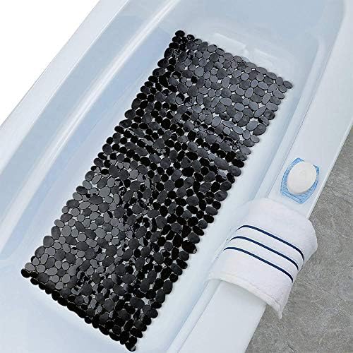 SONGZIMING Bathtub Mat Non Slip 2 Pack, 35 x 16 Inches Pebble Shower Mat with Suction Cups and Drain Holes, Bath Mat for Shower,Bathroom tub (Black) - Image 6