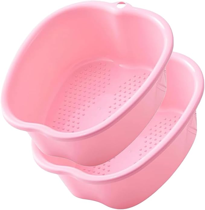 Foot Soaking Tub Sturdy Soaking Feet Bucket Large Size Foot Basin Thickened Massager Tub with Raised Massage Nodes Exfoliation Callus Pedicure Foots Spa Bath Bucket (2 PCS Pink)