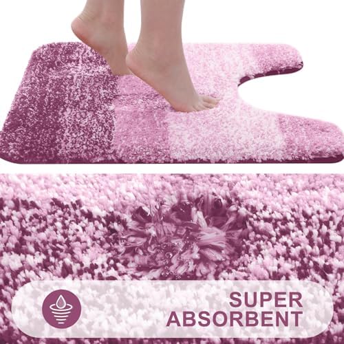 OLANLY Luxury Toilet Rugs U-Shaped 24x24, Soft Absorbent Microfiber Mat - Image 4
