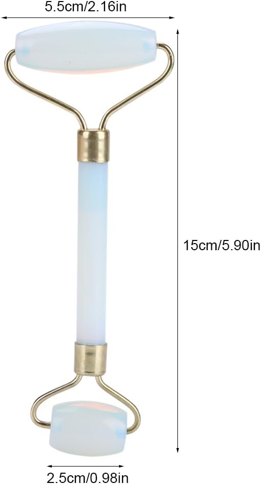 1Pcs Natural Jade Double-head Beauty Roller Anti-Aging Face Roller Eye Neck Massager Slimming Tool Tool(Light Blue)