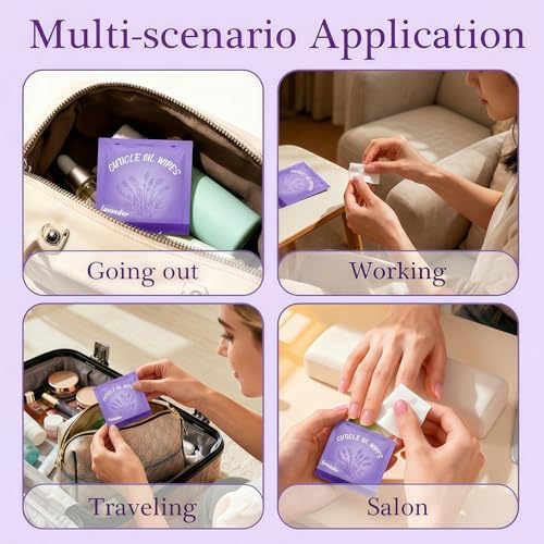 NovaCharm 100Pcs Cuticle Oil for Nails, Individually Packaged Lavender Scented Nail Care Pads for Moisturizing Cuticles -Wipes for Travel & Mini Cuticle Oil Bulk for Salon Use, Easy to Use - Image 5