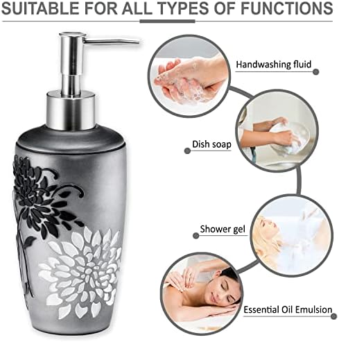 Zahari Home 4pc Erica Bathroom Accessories Sets Modern Classic Soap Dispenser, Tumbler, Tooth Brush Holder and Soap Dish Holder Unique Design Grey Bathroom Set - Image 3