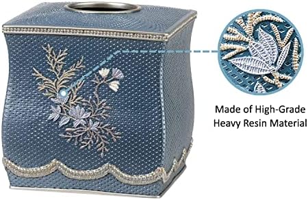 Zahari Home 2pc Capri Bathroom Decor Set Waste Basket for Bathroom & Tissue Cover Modern Classic Decor Stylish Unique Design Beautiful Royal Blue Bathroom Accessories Set - Image 6