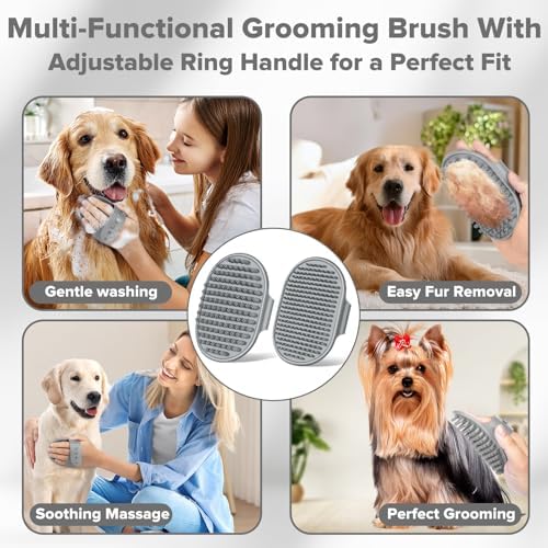 Augwind 6PCS Grooming & Bath Supplies for Dogs, Cats | Dog Washing Gloves | Dog Bath Brush | Dog Shower Brush | Pet Grooming Gloves | Dog Grooming kit | Pet Supplies for Showerhead & Sprayer (Grey) - Image 5