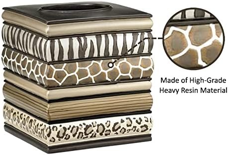 Zahari Home 2pc Safari Stripes Modern Bath Accessories Set Waste Basket & Tissue Box Modern Classic Contemporary Decorative Beautiful Designs Bathroom Decor Set for Home Luxury Bathroom Sets - Image 6