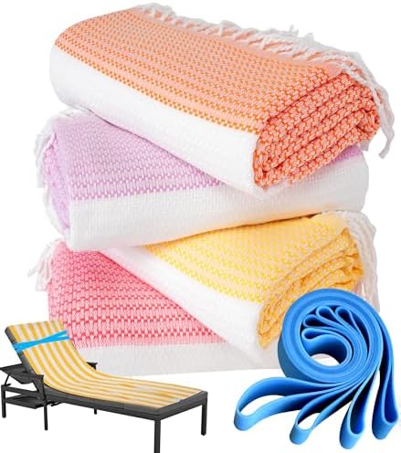 Genovega 4 Packs Turkish Beach Towel Pool Swim Towels Set Bulk Soft Extra Large Sand Free Quick Dry Thin Lightweight Travel Vacation Essentials Cruise Accessories Must Haves Sandless Oversized Dot by genovega